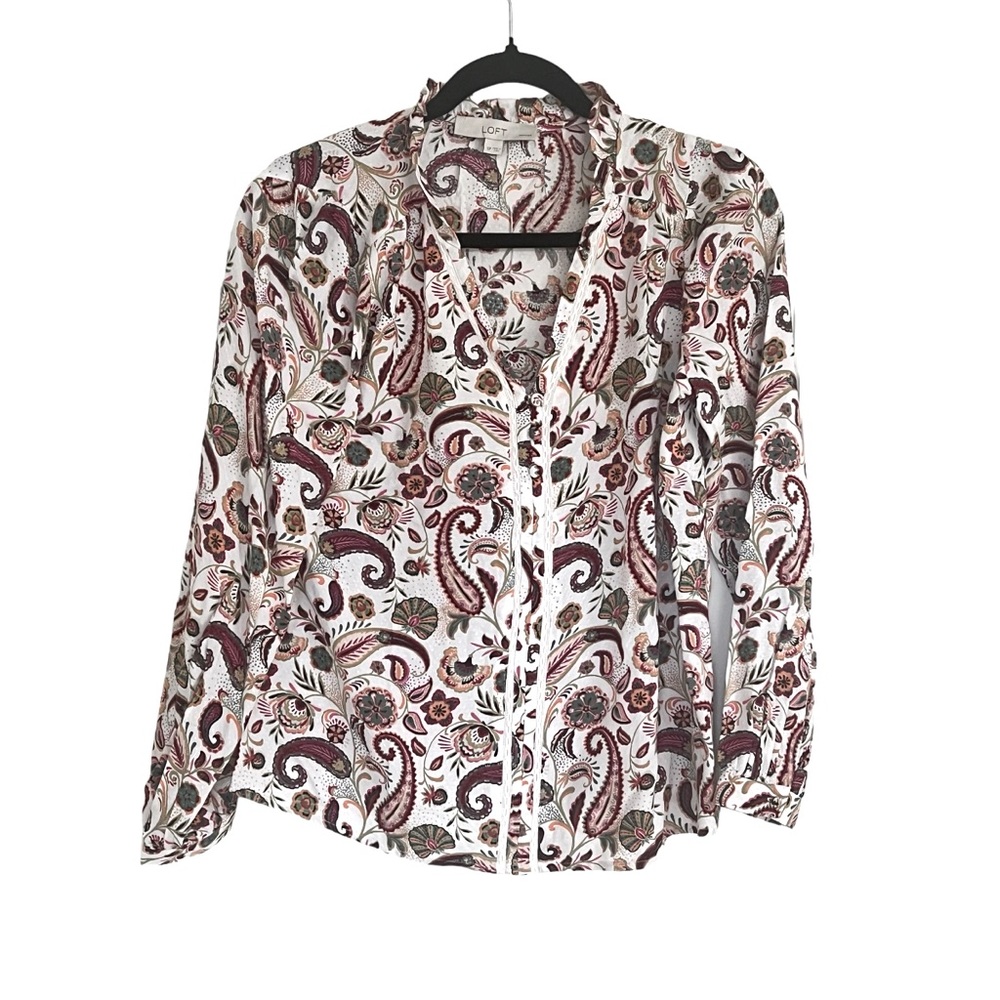 Loft Women’s Long-sleeve Blouse, Paisley Print Size SP $25